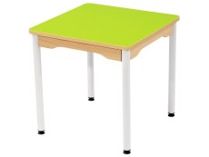 LAMINATED TABLE TOP ? WHITE METAL LEGS ? 60x60 cm square - S2 -