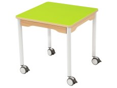 LAMINATED TABLE TOP ? LEGS WITH CASTORS ? 60x60 cm square - S1 -