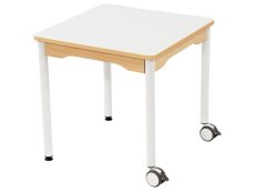 LAMINATED TABLE TOP ? METAL LEGS WITH CASTORS ? 60x60cm square-S