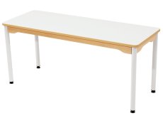 LAMINATED TABLE TOP ? WHITE METAL LEGS ? 130x50cm rectangle - S0