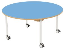 LAMINATED TABLE TOP ? LEGS WITH CASTORS ? Ø 120 cm circle - S5 -