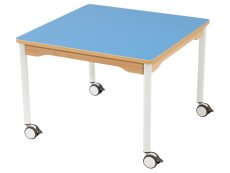 LAMINATED TABLE TOP ? LEGS WITH CASTORS ? 80x80 cm square - S6 -