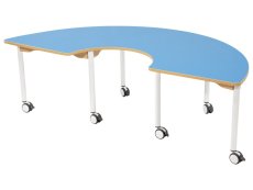 LAMINATED TABLE TOP ? LEGS WITH CASTORS ? 180x90cm semi-circle-S