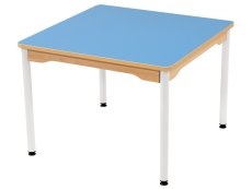 LAMINATED TABLE TOP ? WHITE METAL LEGS ? 80x80 cm square - S2 -