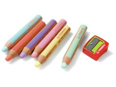 Woody WATERCOLOUR PENCILS WITH EXTRA-WIDE LEADS x6 Pastels