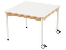 LAMINATED TABLE TOP ? METAL LEGS WITH CASTORS ? 80x80cm square-S