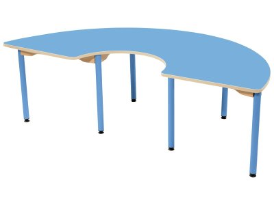 Zoom bild av LAMINATED TABLE TOP ? WHITE METAL LEGS ? 180x90 cm semi-circle-S