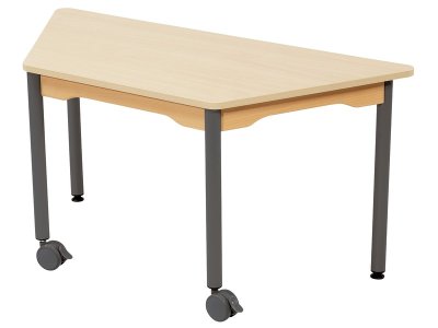 Zoom bild av MELAMINE TABLE TOP ? METAL LEGS WITH CASTORS ? 120x60 cm trapezi