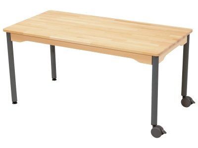 Zoom bild av NATURE SOLID BEECH TABLE METAL LEGS WITH CASTORS 120x60 cm rec