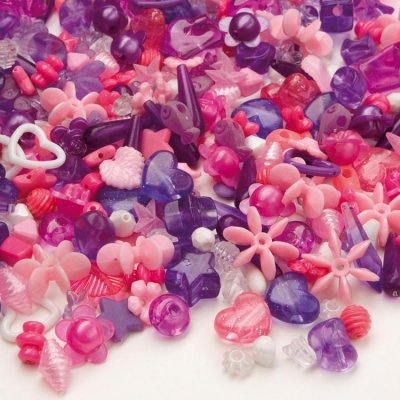 Plastpärlor lila & rosa 1000 st
