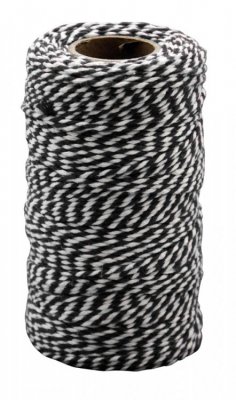 Zoom bild av Bomullsnöre svart & vit 100 m x 2 mm