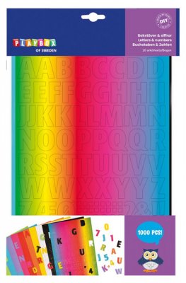 Zoom bild av Bokstäver & siffror kartong & räfflat papper 10 ark