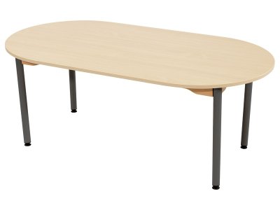 Zoom bild av MELAMINE TABLE TOP ? METAL LEGS ? 150x80 cm oval