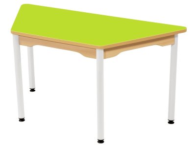 Zoom bild av LAMINATED TABLE TOP ? WHITE METAL LEGS ? 114x52cm trapezium - S2