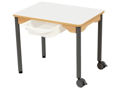 Zoom bild av LAMINATED TABLE TOP + TRAYS METAL LEGS WITH CASTORS 70x50 cm r