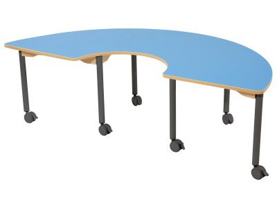 Zoom bild av LAMINATED TABLE TOP LEGS WITH CASTORS 180x90 cm semi-circle
