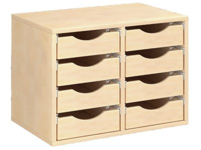 Zoom bild av MELAMINE COATED CABINET H: 51 cm - W: 70.5 cm 8 wooden trays on