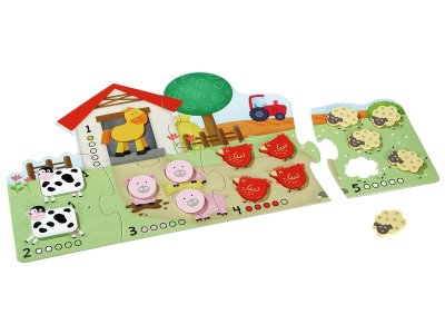 Zoom bild av LIFT OUT PUZZLE from 1 to 5 Farm animals