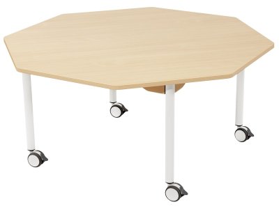 Zoom bild av LAMINATED TABLE TOP LEGS WITH CASTORS Ø 120 cm Octagon.
