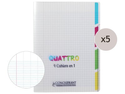 Zoom bild av SET OF 5 x 4-in-1 POLYPRO INDEX EXERCISE BOOKS - 24x32 cm - 140