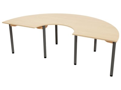 Zoom bild av MELAMINE TABLE TOP ? METAL LEGS ? 60x90x180 cm semi-circle