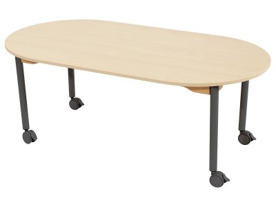 Zoom bild av MELAMINE TABLE TOP LEGS WITH CASTORS 150x80 cm oval
