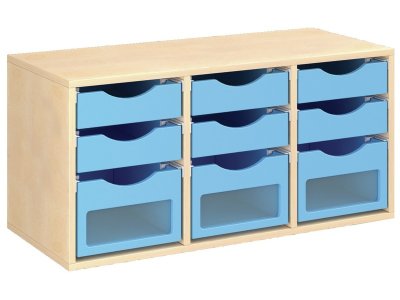 Zoom bild av MELAMINE COATED CABINET H: 51 cm - L: 105 cm 9 trays on rails