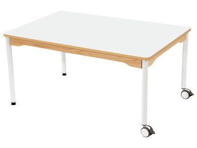 Zoom bild av LAMINATED TABLE TOP ? METAL LEGS WITH CASTORS ? 120x80 cm - S2 -