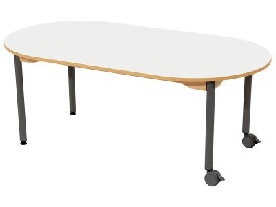 Zoom bild av LAMINATED TABLE TOP METAL LEGS WITH CASTORS 150x80 cm oval