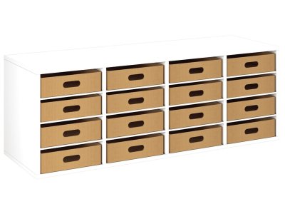Zoom bild av MELAMINE UNIT H: 51 cm - L: 139 cm 16 cardboard containers - 12