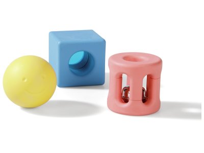Zoom bild av Bio-sourced SET OF 3 GEOMETRIC SHAPED RATTLES