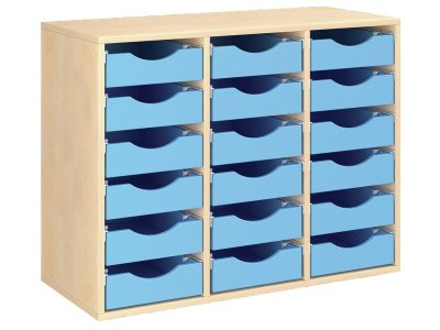 Zoom bild av MELAMINE CABINET H: 81 cm - L: 105 cm 18 wooden containers on ra
