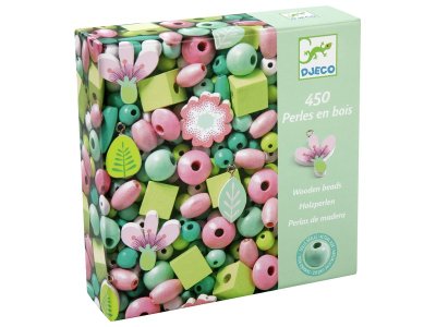 Zoom bild av Wooden FLOWERS AND LEAVES BEADS