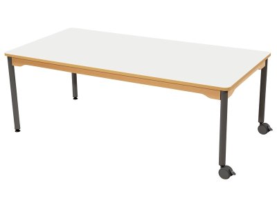 Zoom bild av LAMINATED TABLE TOP METAL LEGS WITH CASTORS 160x80 cm rectangl