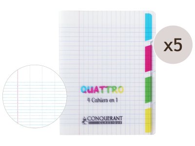 Zoom bild av SET OF 5 x 4-in-1 POLYPRO INDEX EXERCISE BOOKS - 17x22 cm - 140