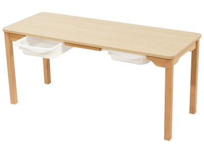Zoom bild av LAMINATED TABLE TOP + TRAYS WOODEN LEGS 130x50 cm rectangle