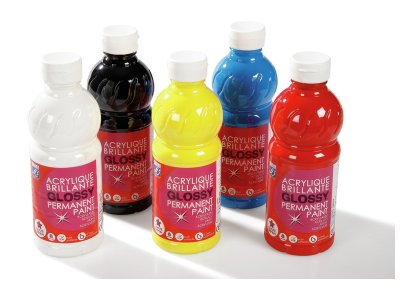 Zoom bild av Glossy ACRYLIC PAINT - 500-ml bottle Primary colours - 5 x 250 m