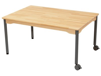 Zoom bild av NATURE SOLID BEECH TABLE METAL LEGS WITH CASTORS 120x80 cm rec
