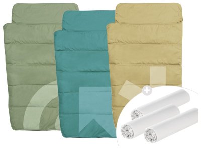 Zoom bild av 3 SLEEPING BAGS with pillow pockets + 3 JERSEY FITTED SHEETS