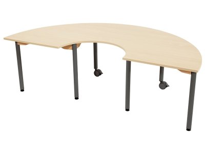 Zoom bild av MELAMINE TABLE TOP ? METAL LEGS WITH CASTORS ? 60x90x180 cm semi
