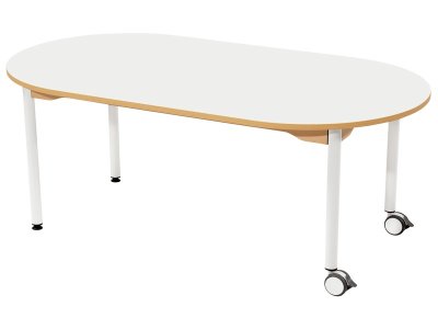 Zoom bild av LAMINATED TABLE TOP METAL LEGS WITH CASTORS 150x80 cm oval