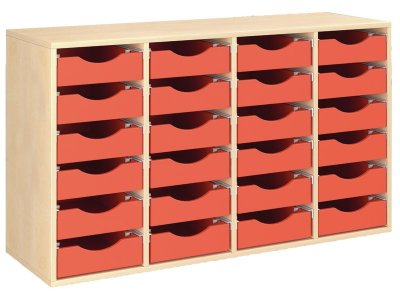 Zoom bild av MELAMINE CABINET H: 81 cm - L: 139 cm 24 wooden trays on rails