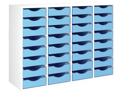 Zoom bild av MELAMINE CABINET H: 102 cm - L: 139 cm 32 wooden trays on rails