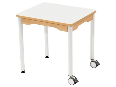 Zoom bild av LAMINATED TABLE TOP METAL LEGS WITH CASTORS 60x50 cm rectangle