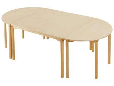 Zoom bild av OVAL MEETING TABLE LAMINATED TOP WITH WOODEN LEGS