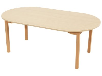 Zoom bild av MELAMINE TABLE TOP ? WOODEN LEGS ? 150x80 cm oval