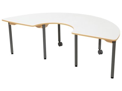 Zoom bild av LAMINATED TABLE TOP METAL LEGS WITH CASTORS 60x90x180 cm semi-