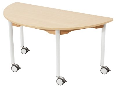 Zoom bild av LAMINATED TABLE TOP LEGS WITH CASTORS 120x60 cm semi-circle