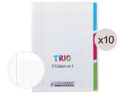 Zoom bild av SET OF 10 x 3-in-1 POLYPRO INDEX EXERCISE BOOKS - 24x32 cm - 96