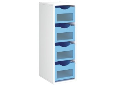 Zoom bild av MELAMINE CABINET H: 102 cm - L: 36 cm 4 wooden containers on rai